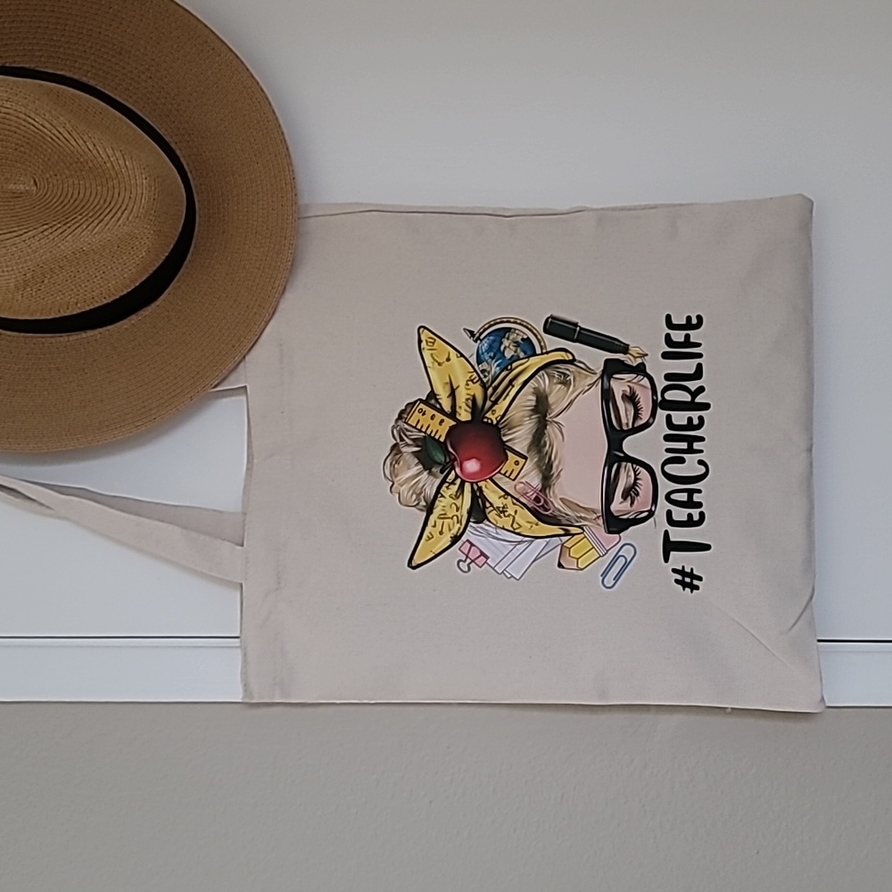 🦋 #teacherlife canvas tote bag